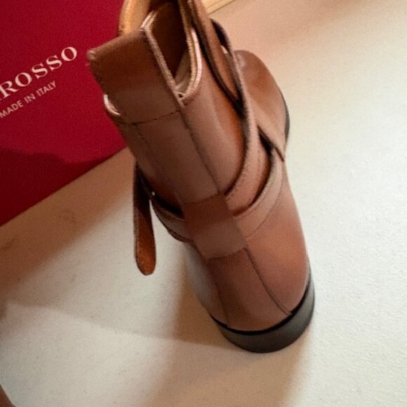 Women's Italian Leather Boots Size 11.5 in Cognac - Picture 4 of 8